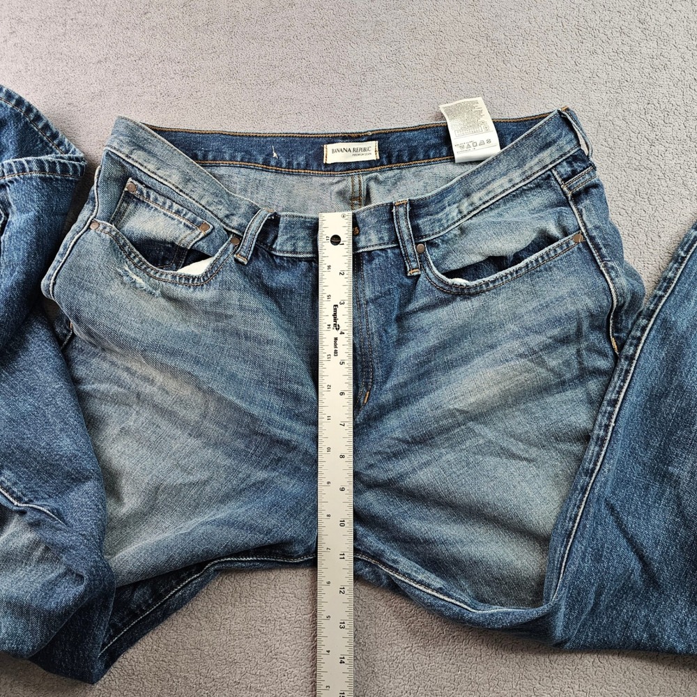 Banana Republic Boyfriend Jeans Men 31L Blue Premium Denim Streetwear Distressed - Picture 6 of 15